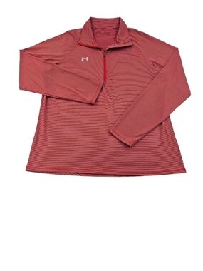Under Armour HeatGear Loose Quarter Zip Women's 2XL Red Striped Pullover Raglan